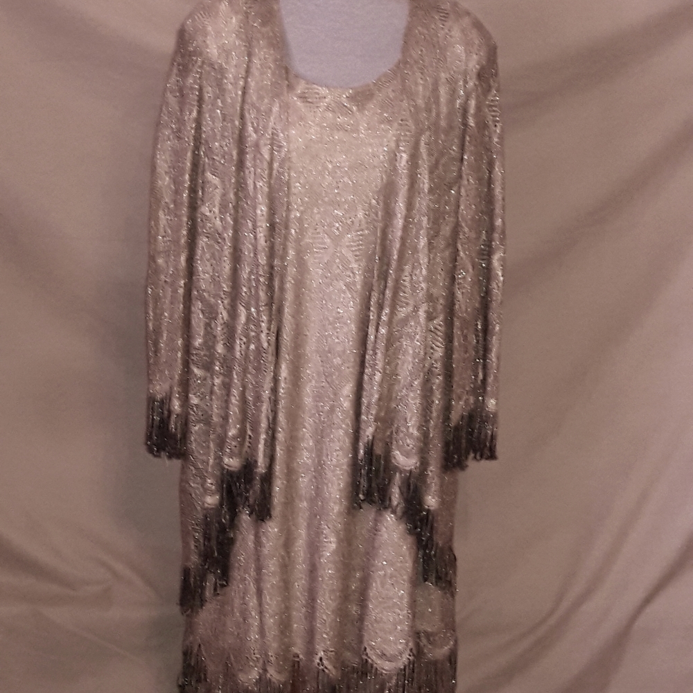 Gold Lace Plus Size Holiday Dress